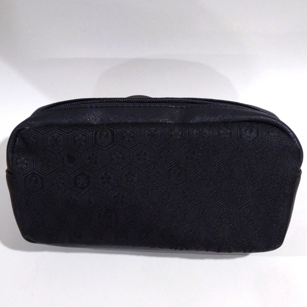 Unisex Tatsumura Round Zipper Pouch – Leather & Fabric, Like New 7.75 x 4--inch